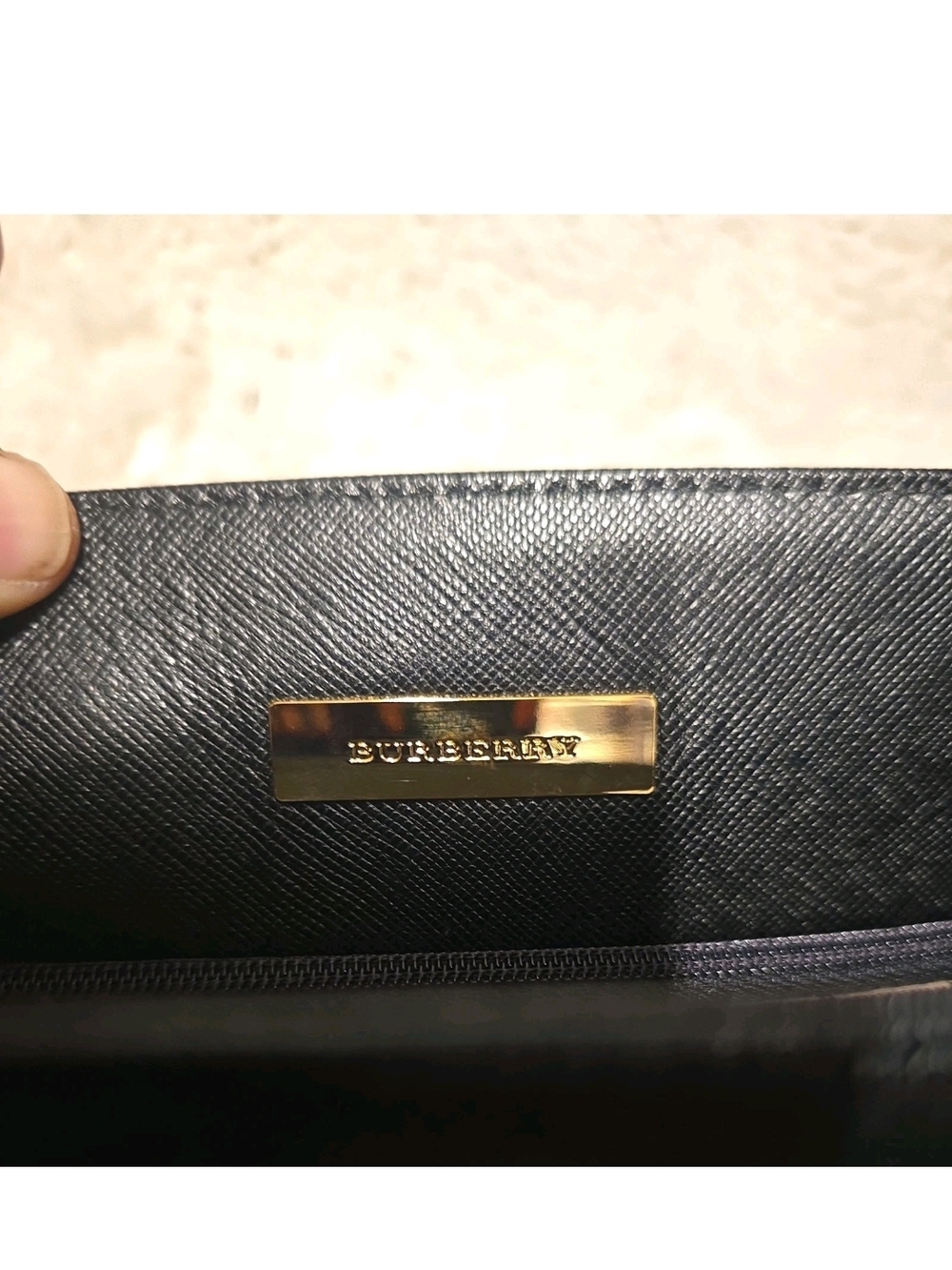 Burberry Black Structured Saffiano Leather Top-Handle Bag - Picture 2 of 6